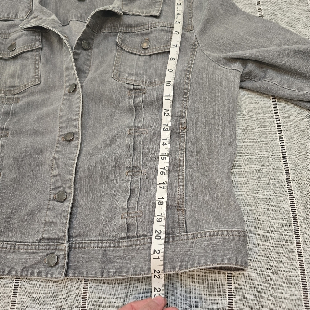 J Jill Denim Jacket Women's Xl Cotton Stretch Gray Button 3/4 Sleeve - Picture 4 of 11